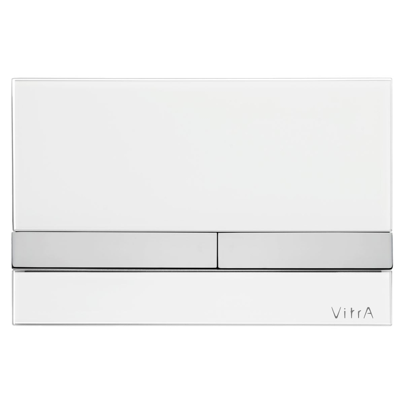 (WVT0052) VitrA Select Mechanical Control Panel, ABS Plastic, White Glass - Polish Chrome
