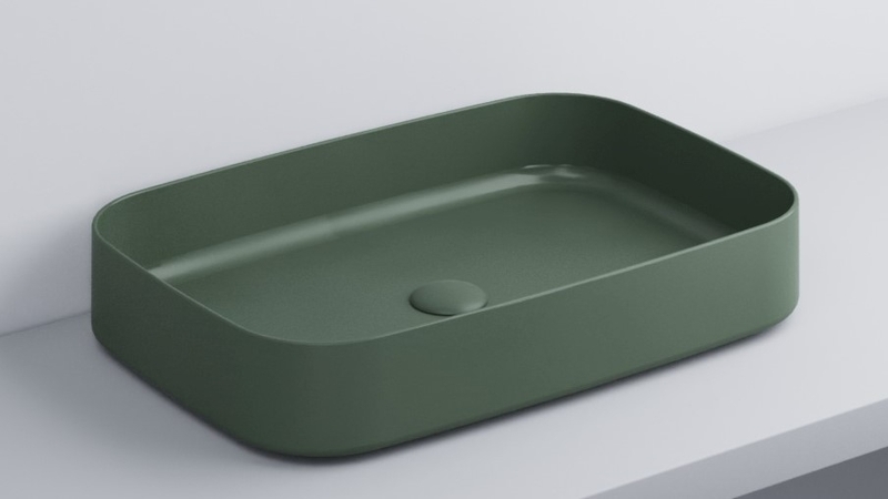 CIELO - SHCOLAR60COLOR MU 長方形洗面盤， 草綠色
