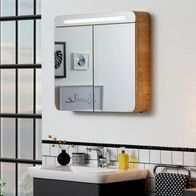 Vitra Sento Illuminated Double Door Mirror Cabinet with Shaver Socket